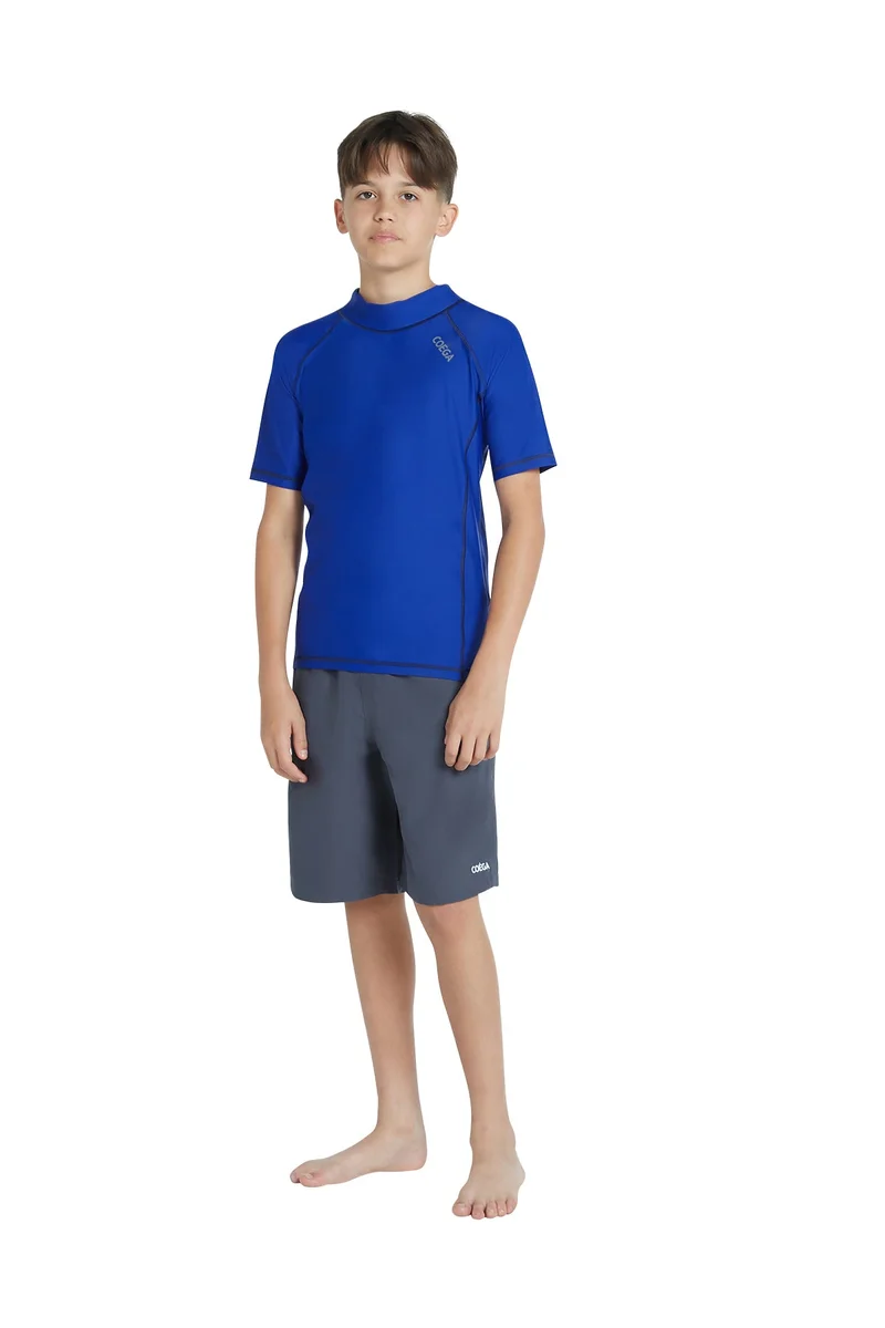 COEGA SUNWEAR  COEGA  Boys Youth Rashguard Short Sleeve - Grey Blue Stripes for Men | Best Price UAE